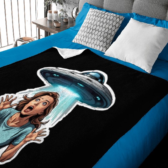 Alien UFO Abduction: Woman in panic Baby Blankets