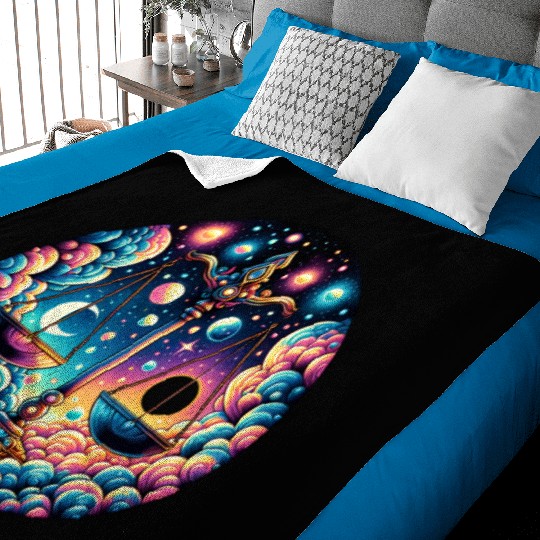 Libra - Celestial Scales of Balance Baby Blankets