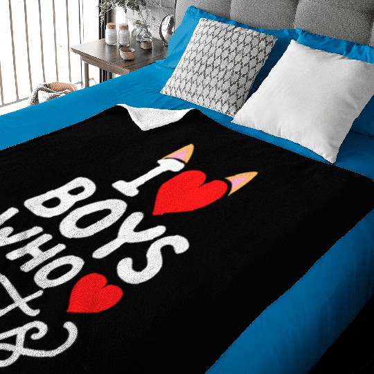 I Love Boys Who Love Cats Cat Mom Owner Baby Blankets