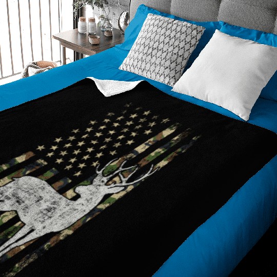 Whitetail Buck Deer Hunting American Camouflage Baby Blankets