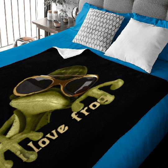 i love frog funny frog design Baby Blankets