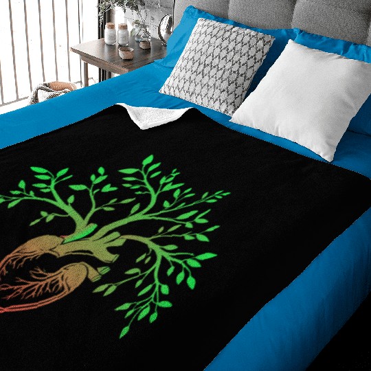 Nature-Inspired Anatomical Heart & Tree Design Baby Blankets