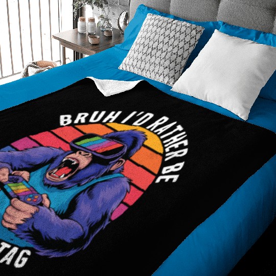 Retro Gamer Ape Baby Blankets