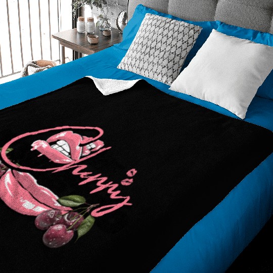 TWISTED CHERRY - Lips Logo (light pink/black) Baby Blankets