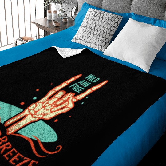 Wild And Free Summer Breeze Skeleton Hand Baby Blankets