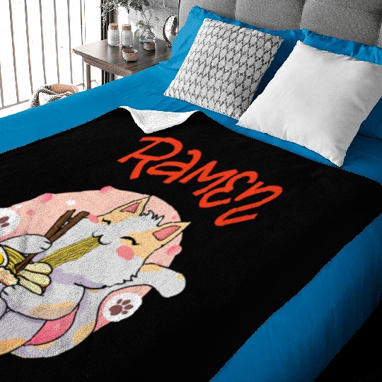Cute Cat Ramen - Japanese Anime Kawaii Kitty Baby Blankets