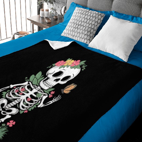 Floral Skull Embrace Baby Blankets