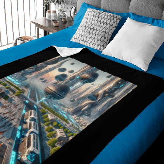 Futuristic Cities & Vehicles Baby Blankets
