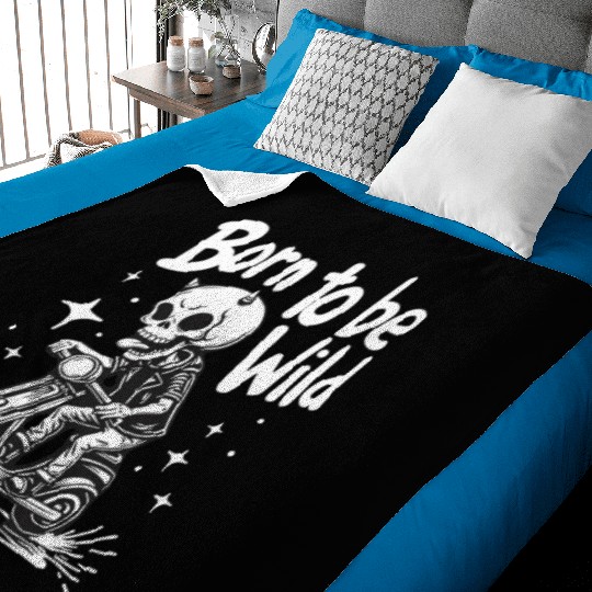 Born to Be Wild - Skull Devil on Scooter Baby Blankets