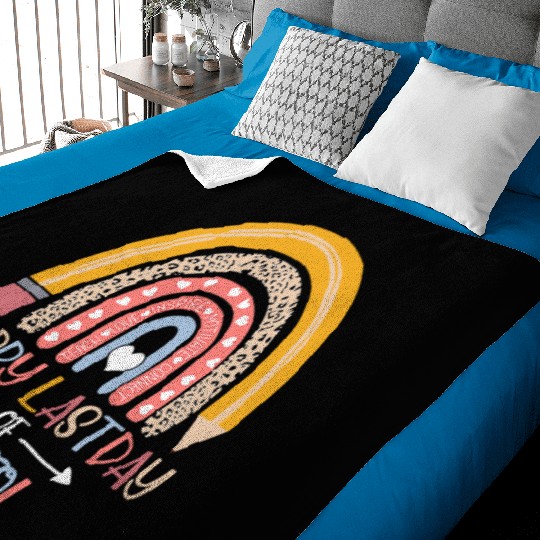 Happy Last Day of School Rainbow Teacher Student Baby Blankets