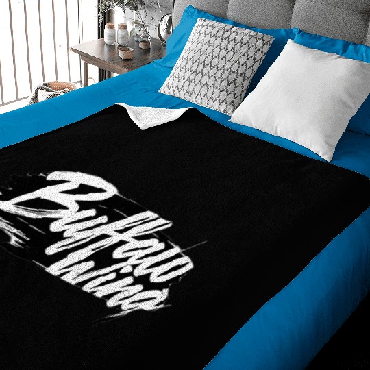 Buffalo wing text Design with Bold Brushstroke Baby Blankets