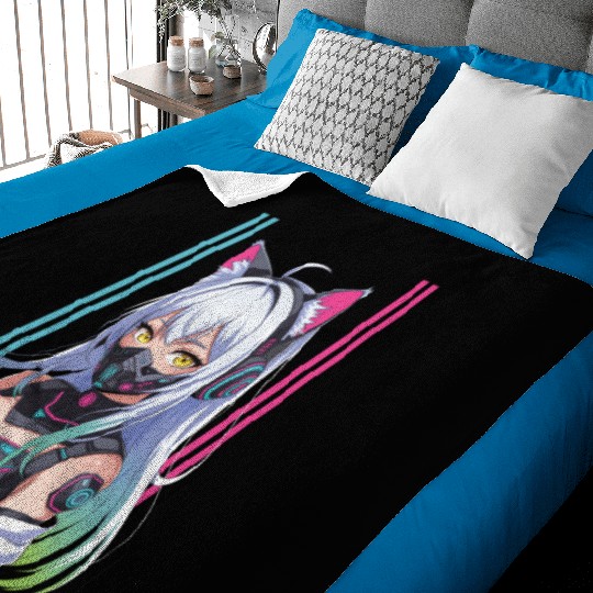Futuristic Cyberpunk Girl Baby Blankets