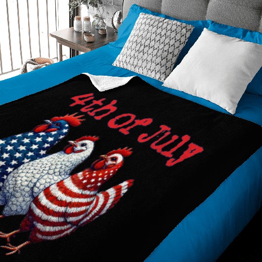 Patriotic USA 4th of July Chickens Baby Blankets