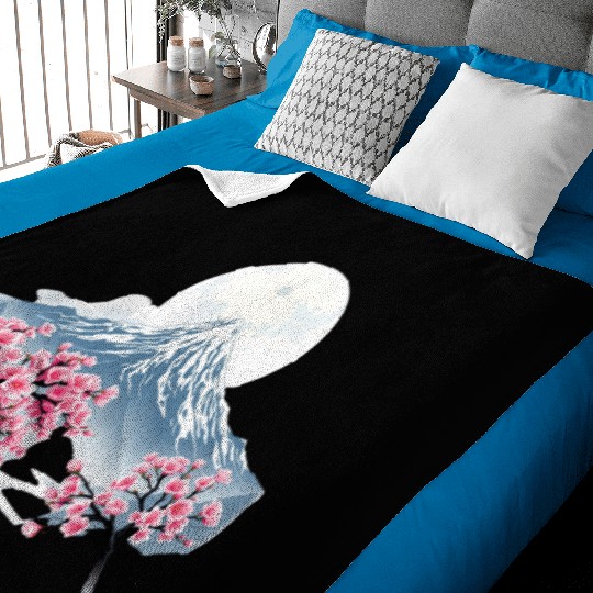 Japanese mount fuji Sakura tree Cherry blossom Baby Blankets