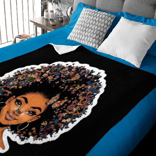 Young Girl Surrounded by Butterflies Baby Blankets