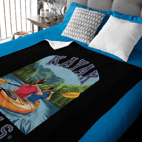 Kayak Girls Adventure in Scenic Nature Waters Baby Blankets