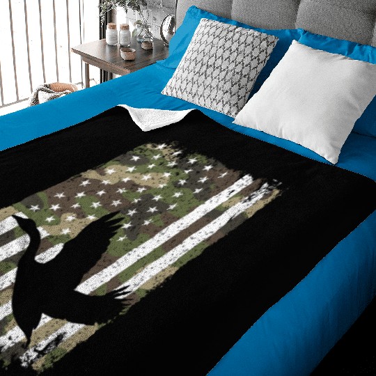 Goose Hunting Camo US Flag For Hunter Camouflage Baby Blankets