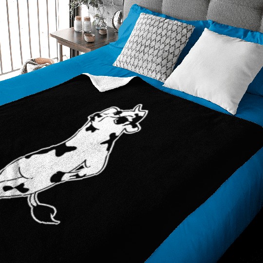 Elegant Cow Model Silhouette Farm Baby Blankets