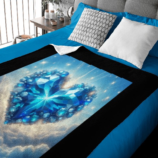 Blue Heart Jewel Radiant Heart of Love Baby Blankets