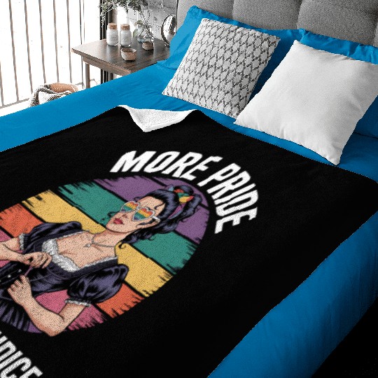 More Pride Less Prejudice LGBTQ Pride Ally Rainbow Baby Blankets