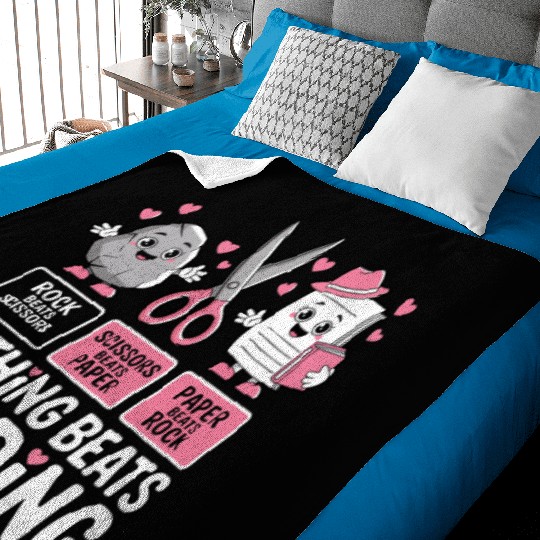 Rock Paper Scissors Nothing Beats Reading Baby Blankets