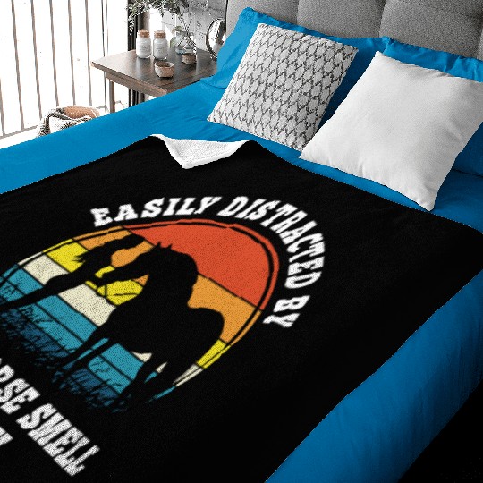 Retro Sunset Horse Girl Vintage Equestrian Rainbow Baby Blankets