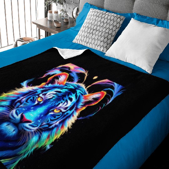Neon Jungle: Psychedelic Tiger Baby Blankets