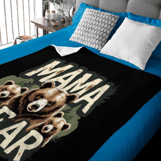 Mama Bear & Cubs Rustic Baby Blankets for Moms