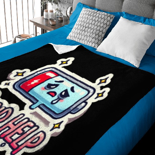 A Battery Icon at 1% with "Send Help" Baby Blankets