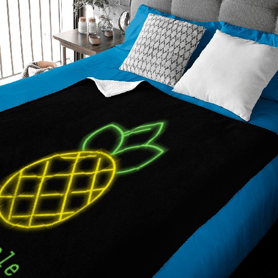 Tropical Neon Pineapple Fruit Summer Design Baby Blankets