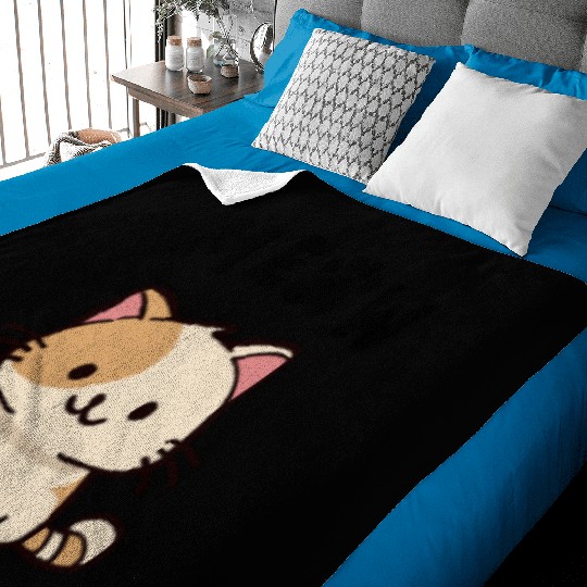 Cute Kawaii Meow Cat – Minimal Cartoon Baby Blankets