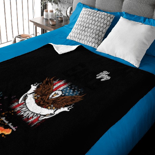 Eagle Full American Flag Bald Eagle Feather Style Baby Blankets