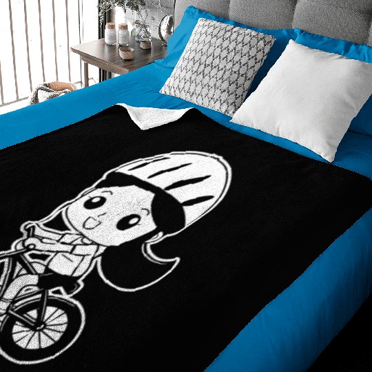 Cycling Girl Comic Style Baby Blankets
