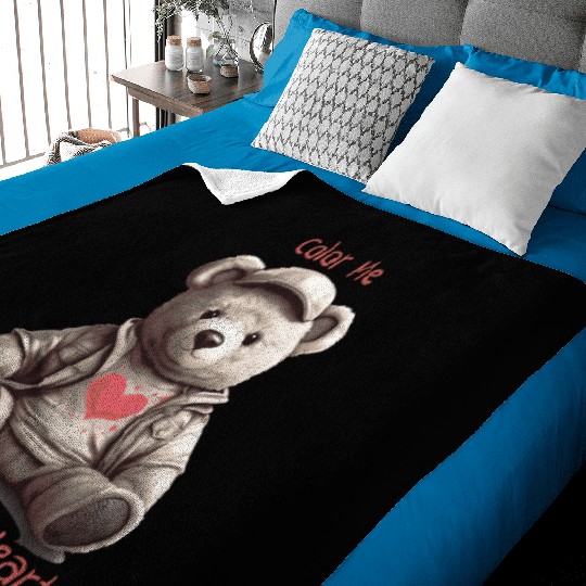 teddy bear - color me with your heart Baby Blankets