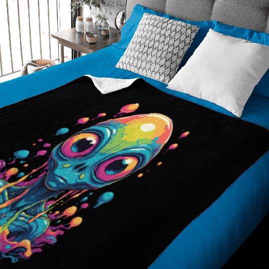 psychedelic alien portrait Baby Blankets