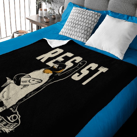 Funny Protest Against Tariffs Resist Penguin Baby Blankets