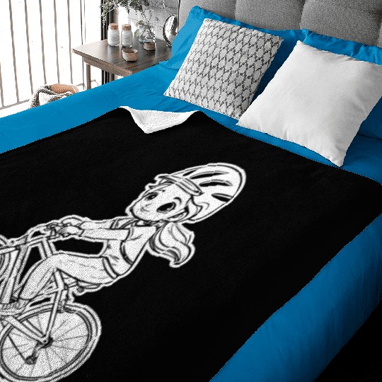 Cycling Girl Sketch Baby Blankets