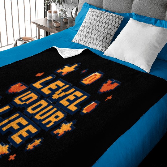 Level Up Your Life – Pixel Art Motivational Baby Blankets