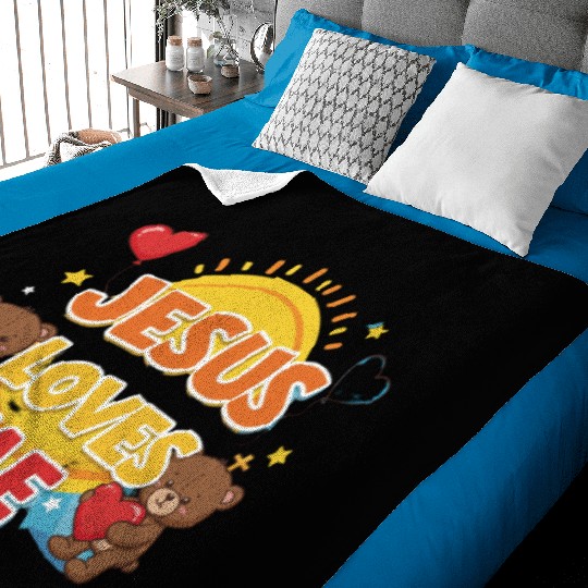 "Jesus Loves Me - Minimalist Christian Typography Baby Blankets