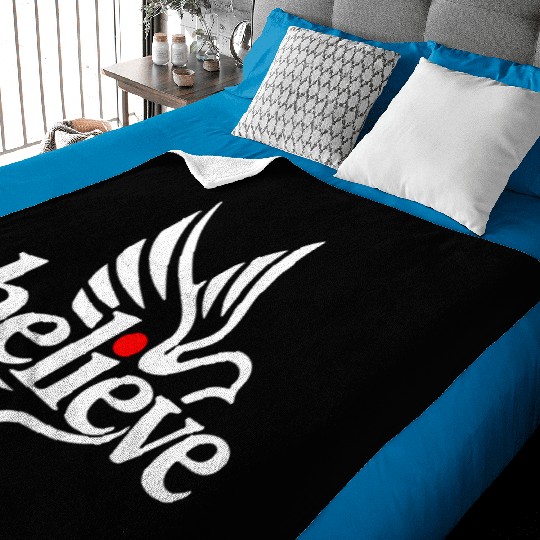 Believe white Baby Blankets