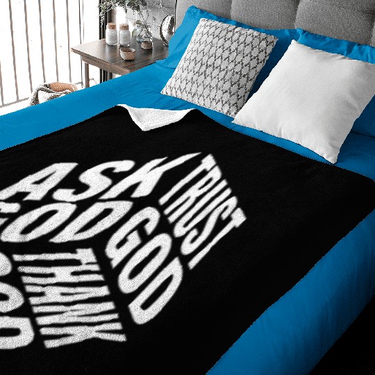 Ask Trust Thank God | 3D Faith-Inspired Typograph Baby Blankets