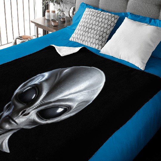 Real Grey Alien with a big head Baby Blankets