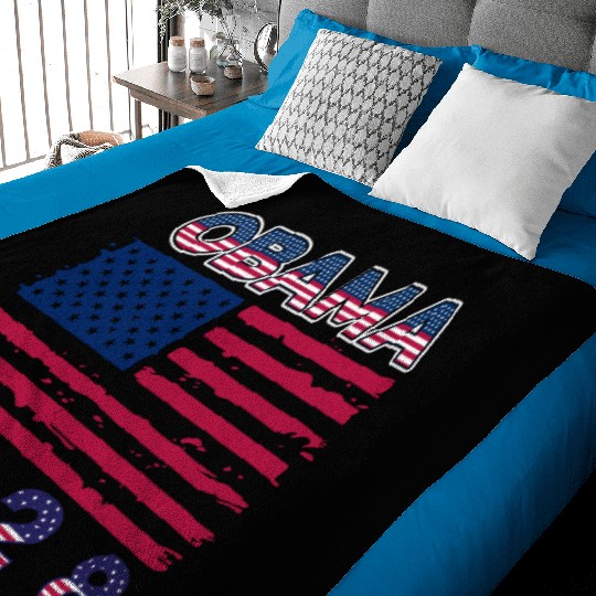 Obama 2028 Vintage Flag Patriotic Politics Protest Baby Blankets