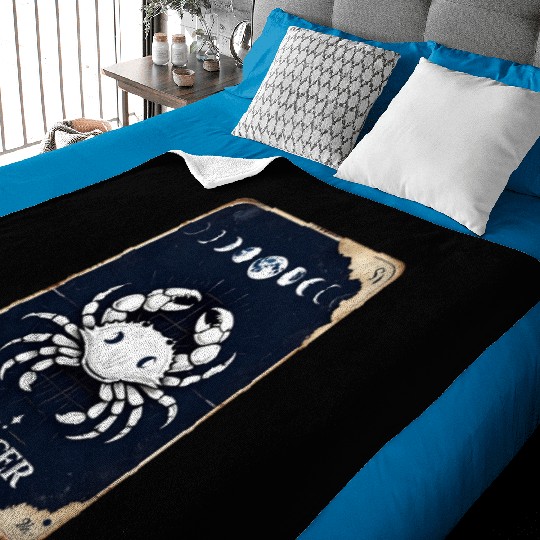 Zodiac Card Cancer Baby Blankets
