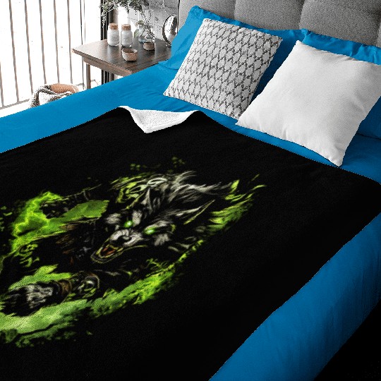 Magic Werewolf With Mystical Green Aura Baby Blankets