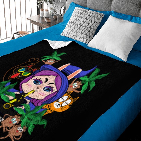 Muntan Magic Festival Witch with Jungle Creatures Baby Blankets