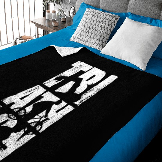 Swim Bike Run Baby Blankets