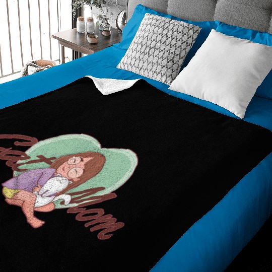 Cat Mom SVG – Girl Hugging White Cat with Heart Baby Blankets