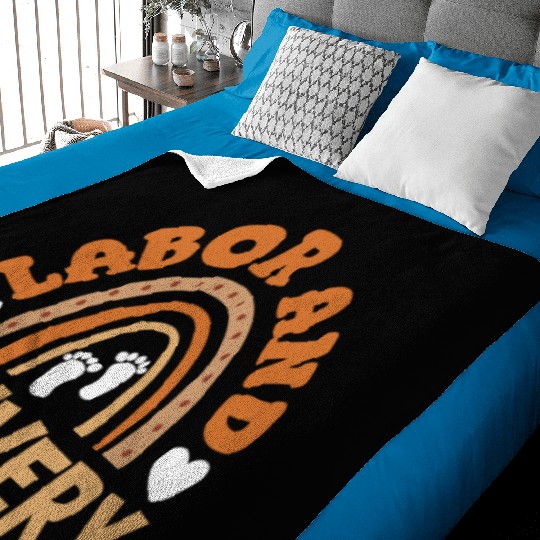 Labor and Delivery Nurse L&D Nurse Rainbow Baby Blankets