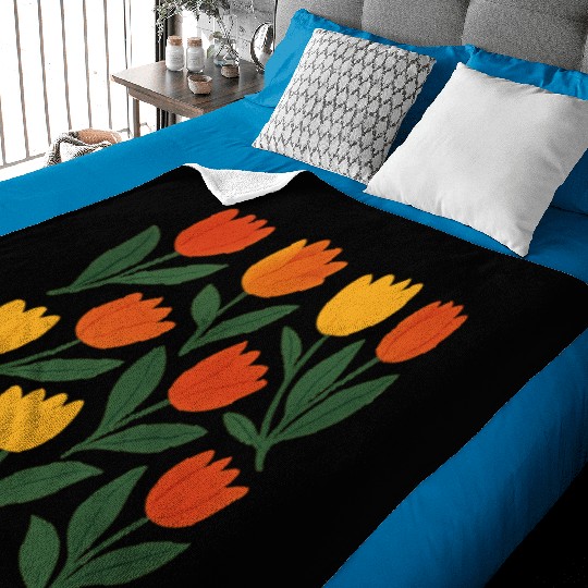 Bright Tulip Garden Pattern Baby Blankets